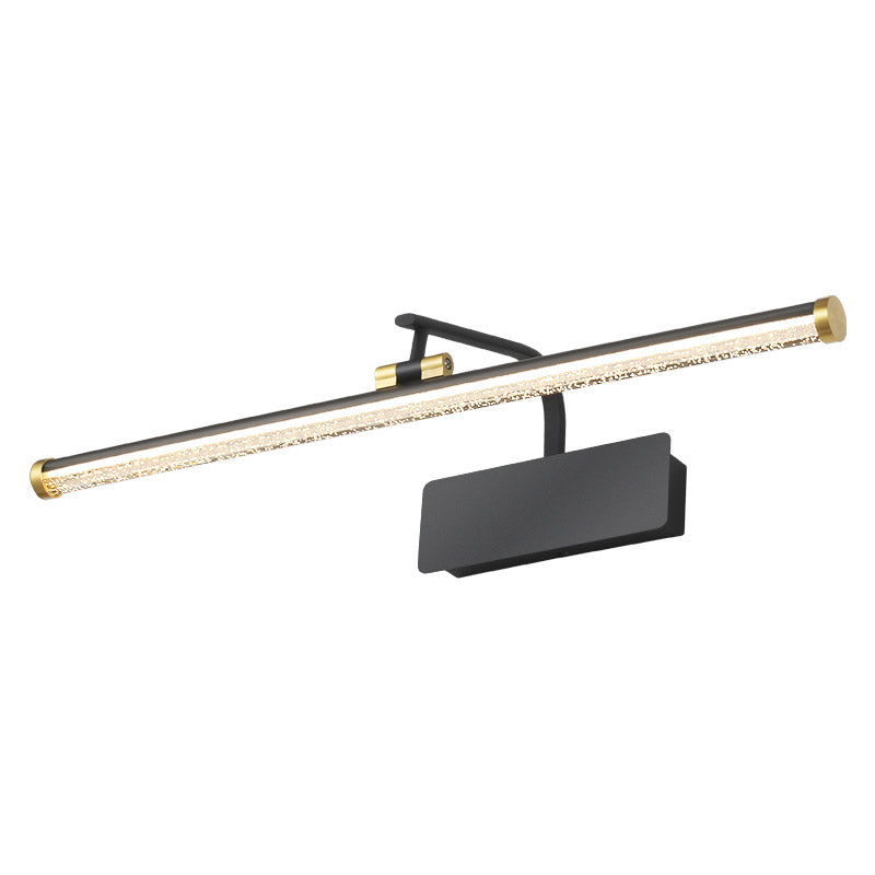 1-Light Linear Shade Wall Sconce Modern Simple Style Mirror Wall Lighting in Black