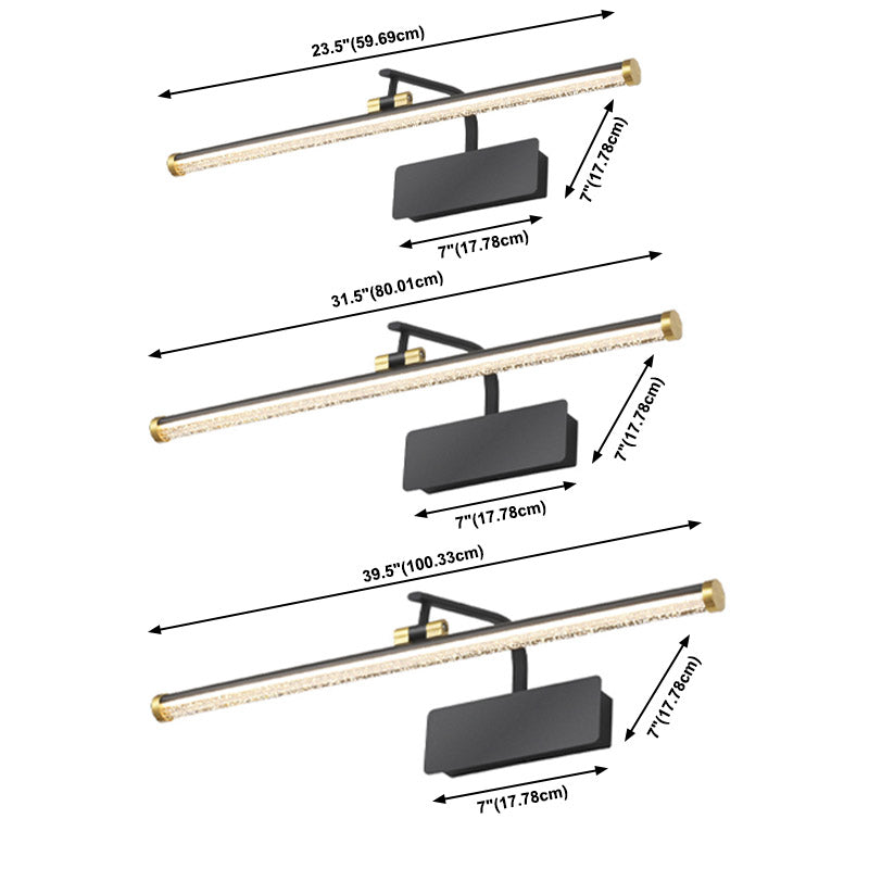 1-Light Linear Shade Wall Sconce Modern Simple Style Mirror Wall Lighting in Black