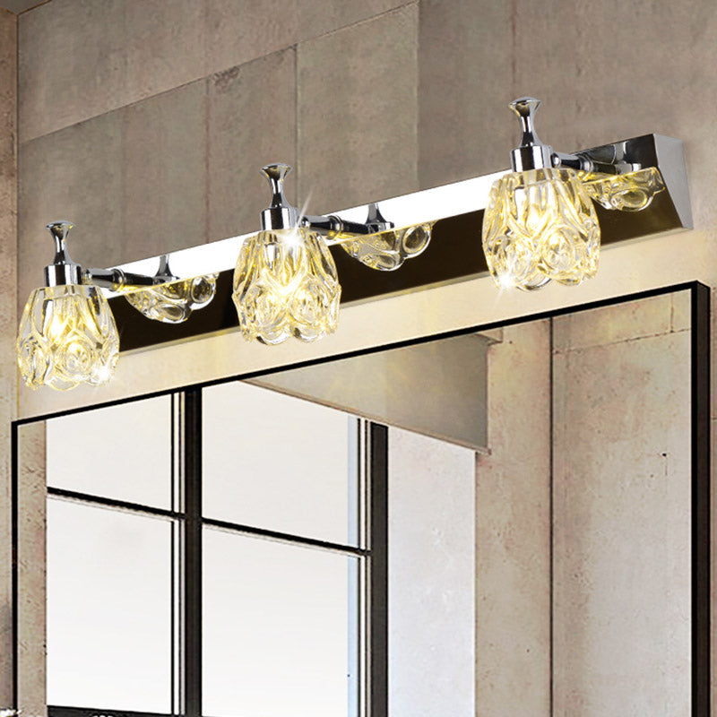 Multi-Lights Unique Shade Wall Sconce Modern Simple Mirror Mirror Crystal Mury Lighting in Silver