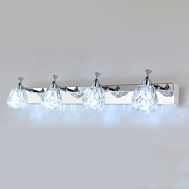 Multi-Lights Unique Shade Wall Sconce Modern Simple Mirror Mirror Crystal Mury Lighting in Silver