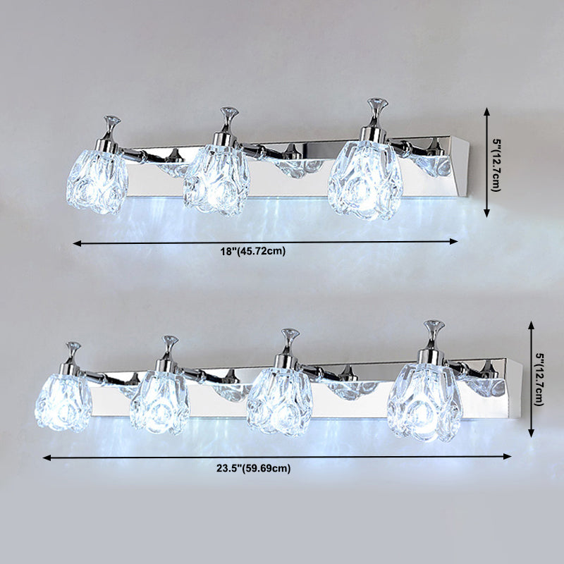 Multi-Lights Unique Shade Wall Sconce Modern Simple Mirror Mirror Crystal Mury Lighting in Silver