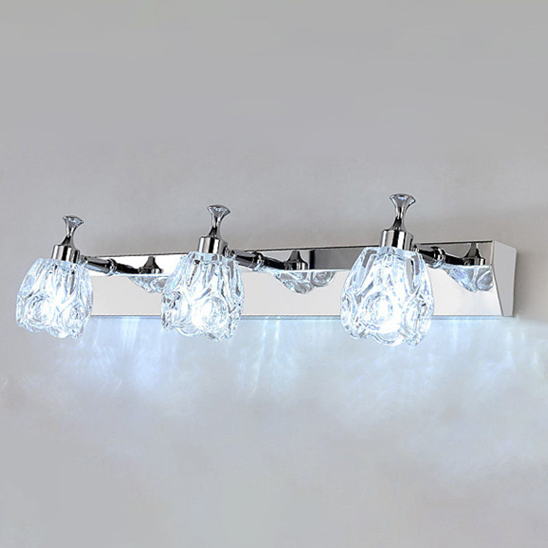 Multi-Lights Unique Shade Wall Sconce Modern Simple Mirror Mirror Crystal Mury Lighting in Silver