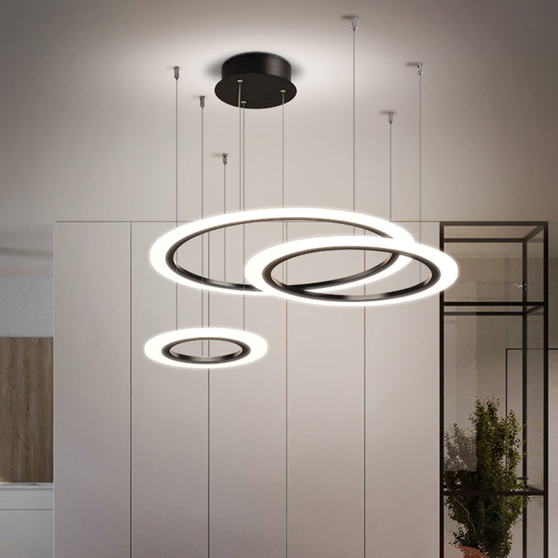 Múltiples anillos accesorios de iluminación de lámparas de araña de araña modernas para comedor