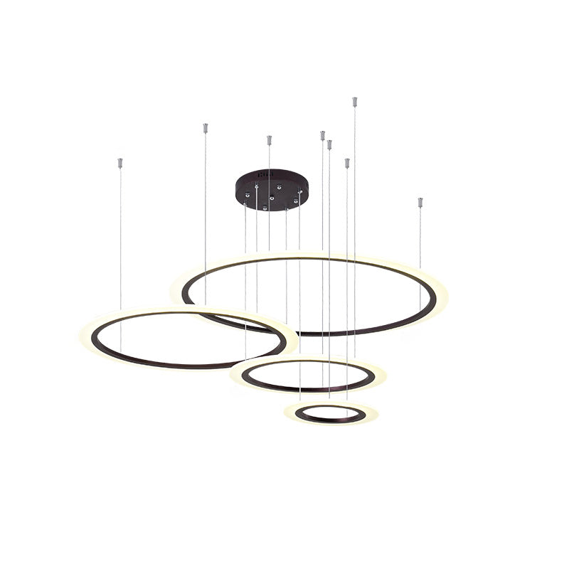 Múltiples anillos accesorios de iluminación de lámparas de araña de araña modernas para comedor