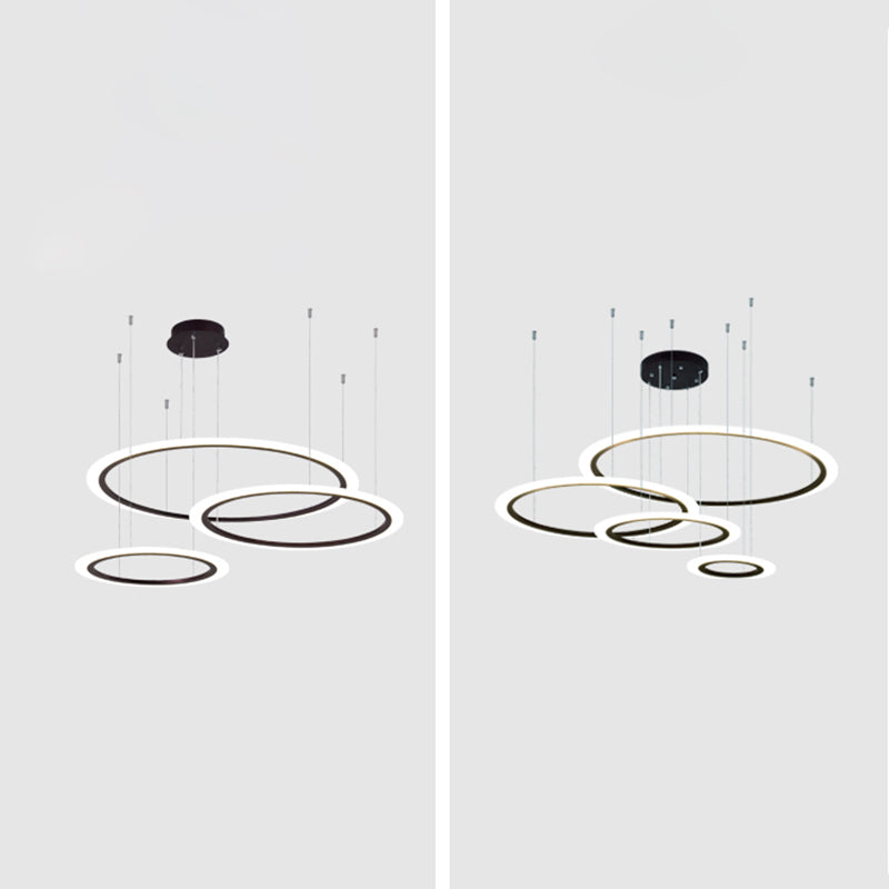 Múltiples anillos accesorios de iluminación de lámparas de araña de araña modernas para comedor