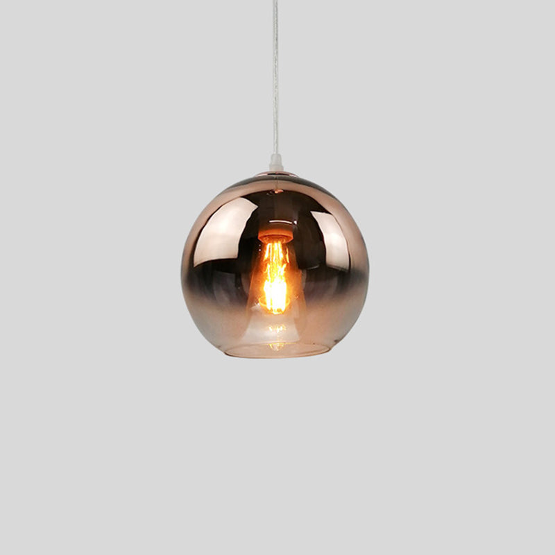 Glass Globe Single Hanging Lamp in Modern Artistic Style Wrought Iron Indoor Pendant Light