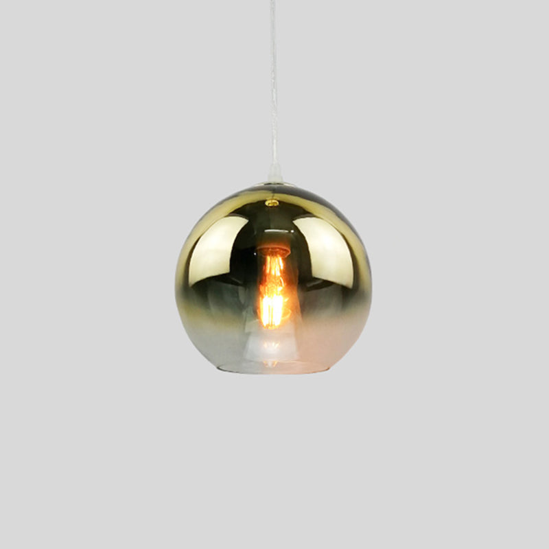 Glass Globe Single Hanging Lamp in Modern Artistic Style Wrought Iron Indoor Pendant Light