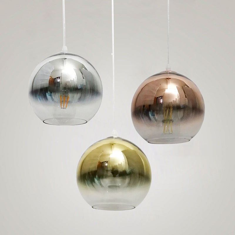 Glass Globe Single Hanging Lamp in Modern Artistic Style Wrought Iron Indoor Pendant Light
