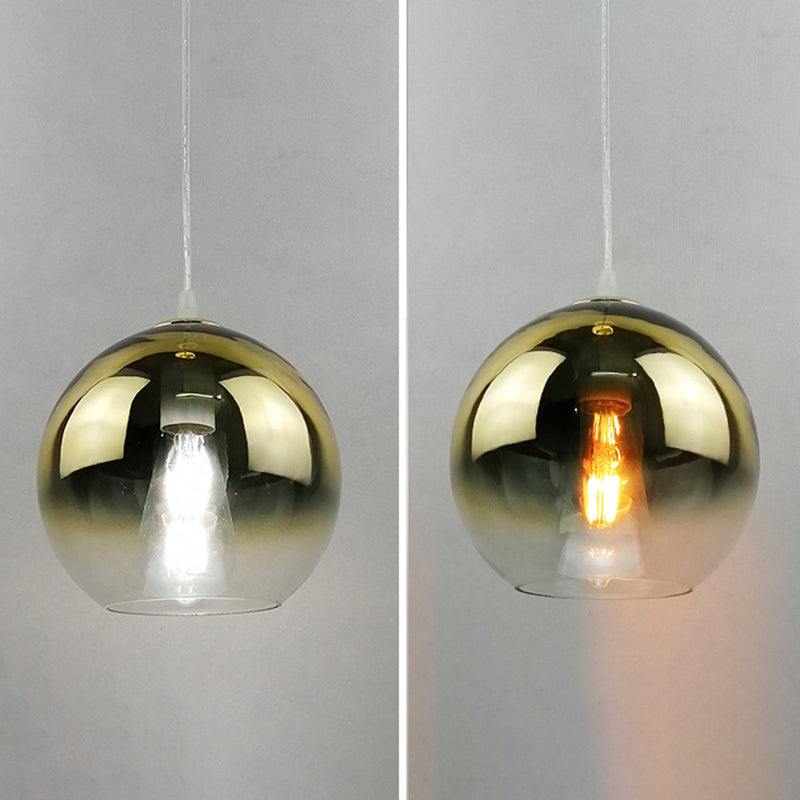 Glass Globe Single Hanging Lamp in Modern Artistic Style Wrought Iron Indoor Pendant Light