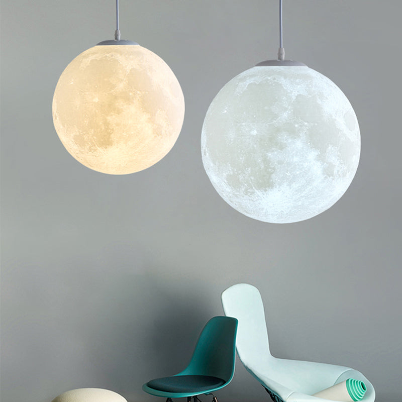 Globe Acrylic Hanging Light, Simple Moon Shade Hanging Lamp for Bedroom