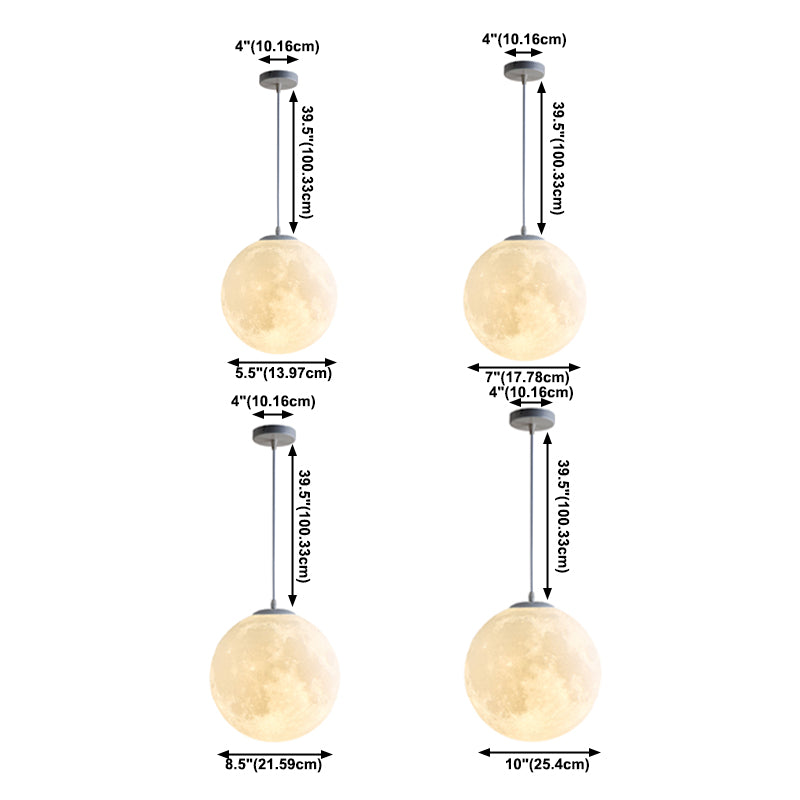 Globe Acrylic Hanging Light, Simple Moon Shade Hanging Lamp for Bedroom