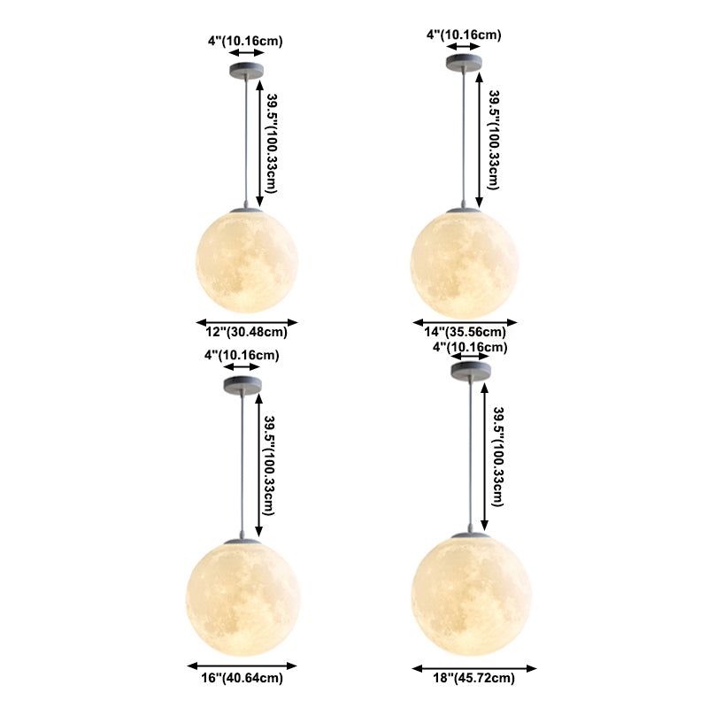 Globe Acrylic Hanging Light, Simple Moon Shade Hanging Lamp for Bedroom