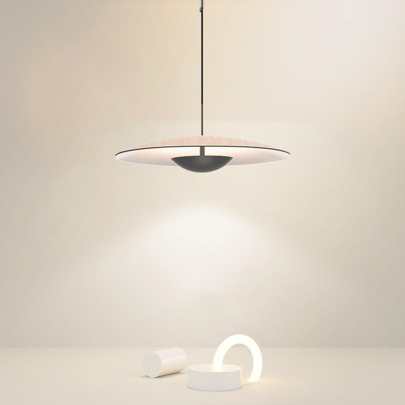 Luce a ciondolo interno minimalista, illuminazione a sospensione in metallo piatto in metallo a 1 luce