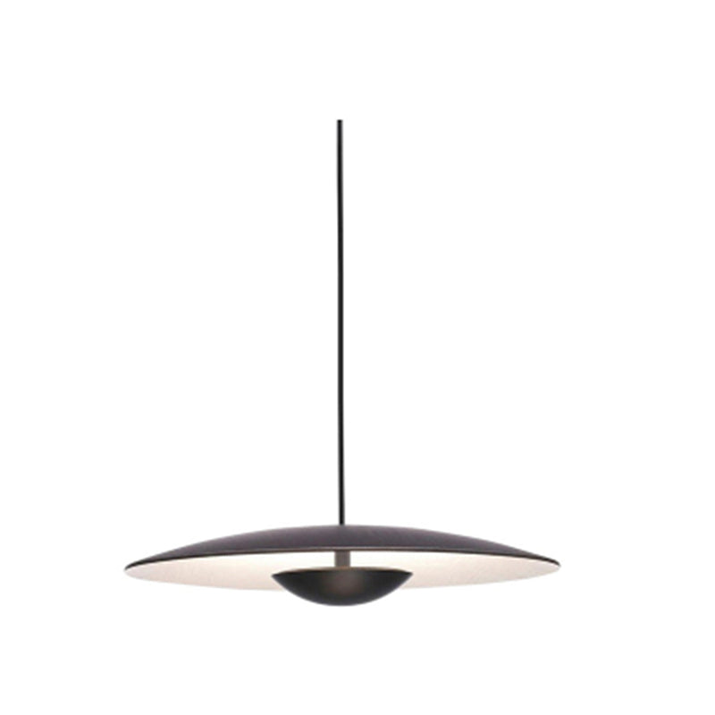 Luce a ciondolo interno minimalista, illuminazione a sospensione in metallo piatto in metallo a 1 luce