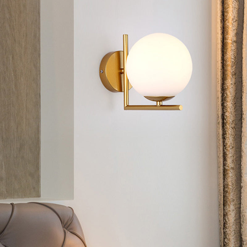 Glass Globe Wall Sconce in Modern Concise Style Wrought Iron Wall Lamp for Interior Spaces