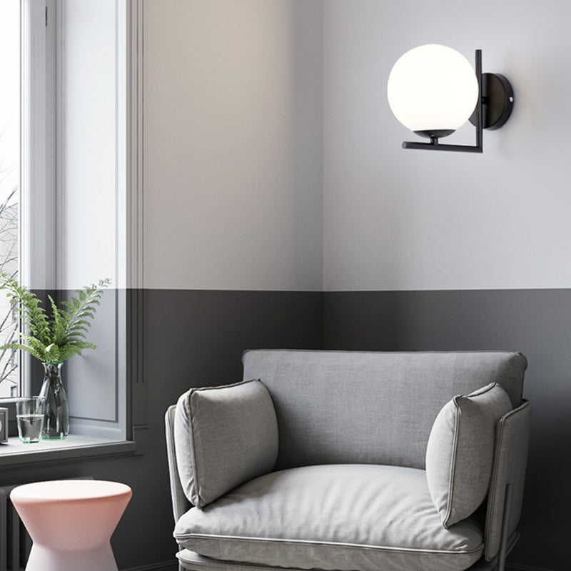 Glass Globe Wall Sconce in Modern Concise Style Wrought Iron Wall Lamp for Interior Spaces