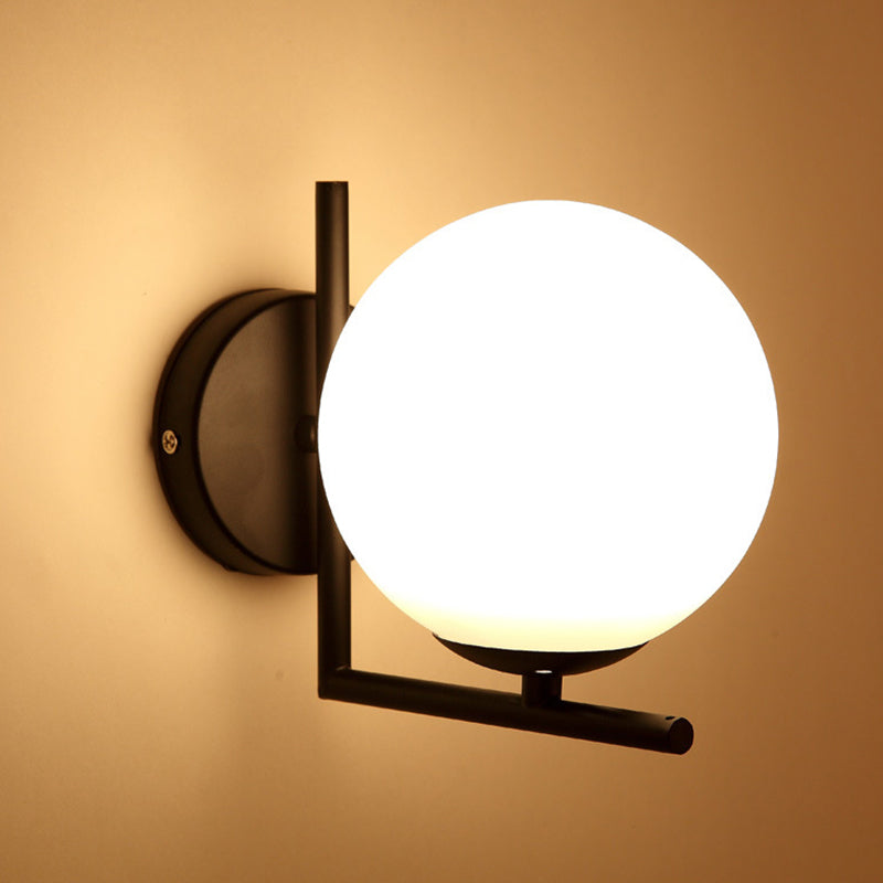 Glass Globe Wall Sconce in Modern Concise Style Wrought Iron Wall Lamp for Interior Spaces