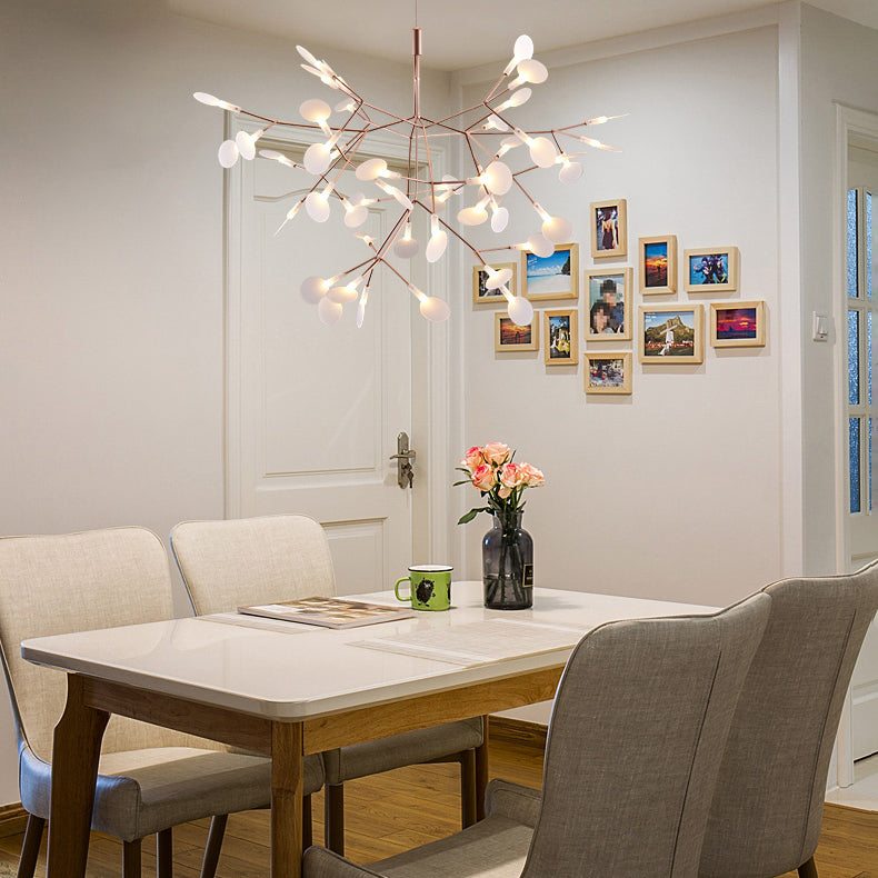 Luz de metal contemporánea de lámparas de metal Fireglies Hanging Chandelier para dormitorio