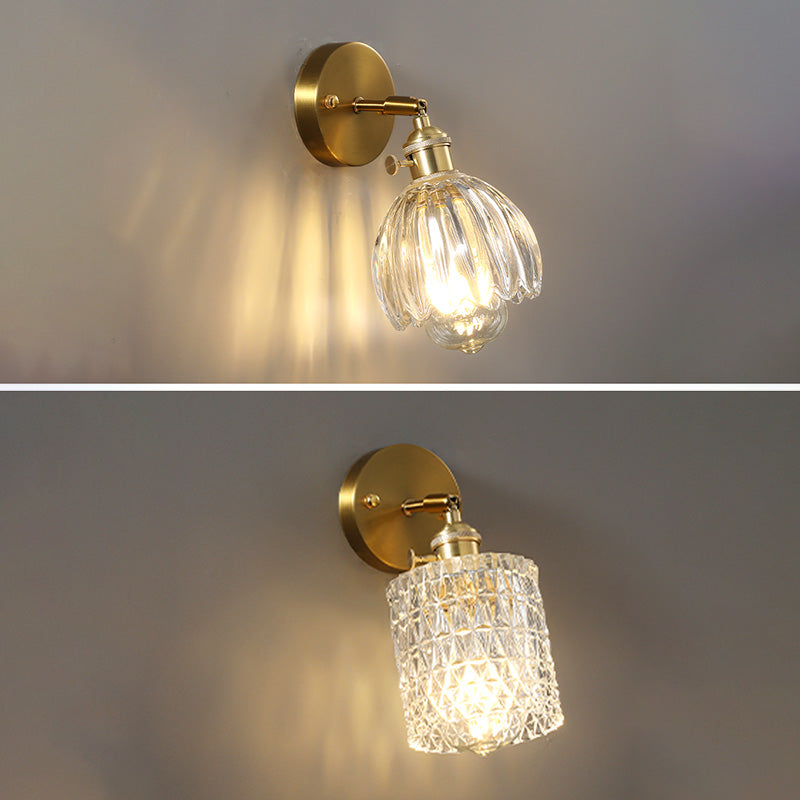 Minimalismo moderno Pronzo della parete della casa con ombra di vetro per camera da letto per bambini