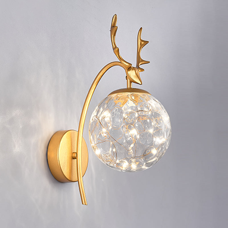 Lampada montata a parete interna da 14 "ad alta semplicità con tonalità di vetro in nero/oro