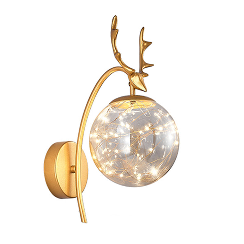 Lampada montata a parete interna da 14 "ad alta semplicità con tonalità di vetro in nero/oro