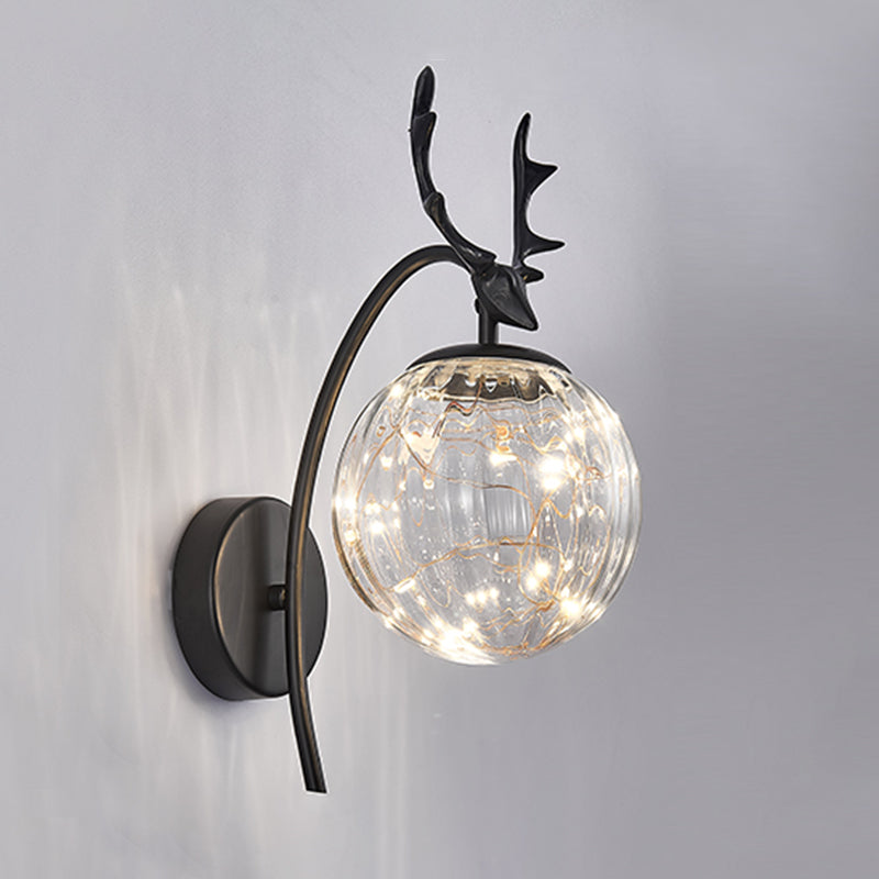 Lampada montata a parete interna da 14 "ad alta semplicità con tonalità di vetro in nero/oro