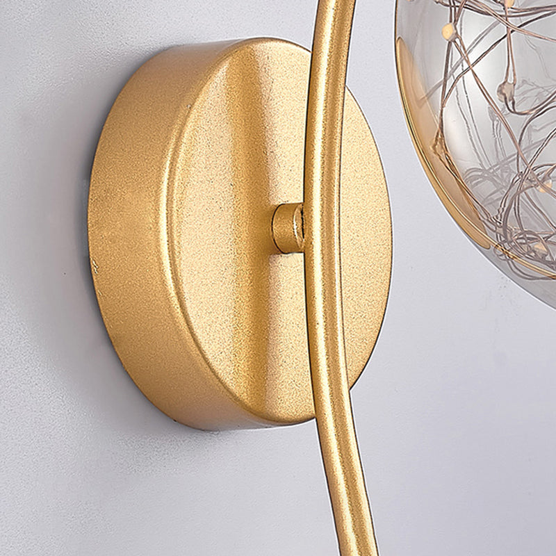 Lampada montata a parete interna da 14 "ad alta semplicità con tonalità di vetro in nero/oro