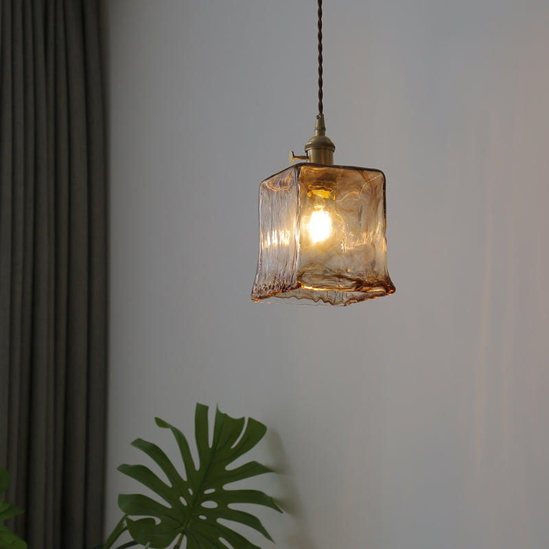 Stile industriale Amber Amber Light Glass 1 Lampada appesa alla luce per camera da letto