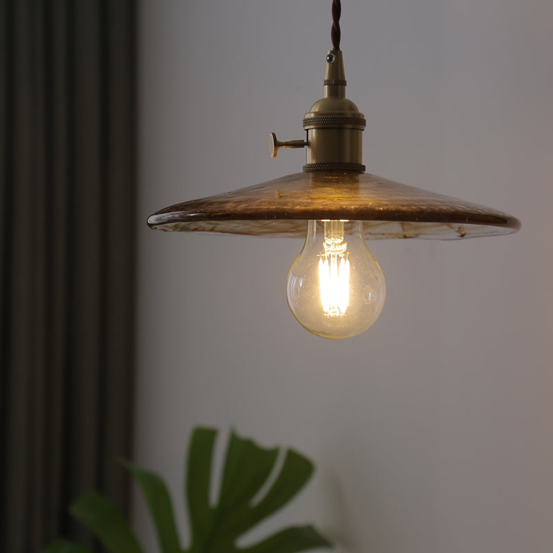 Stile industriale Amber Amber Light Glass 1 Lampada appesa alla luce per camera da letto
