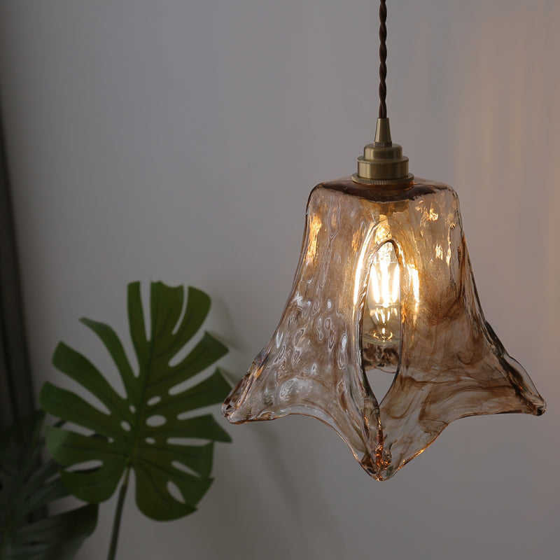 Stile industriale Amber Amber Light Glass 1 Lampada appesa alla luce per camera da letto