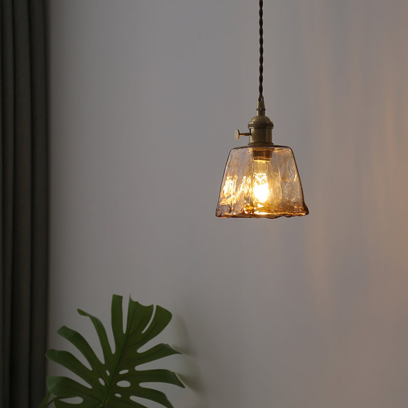 Stile industriale Amber Amber Light Glass 1 Lampada appesa alla luce per camera da letto