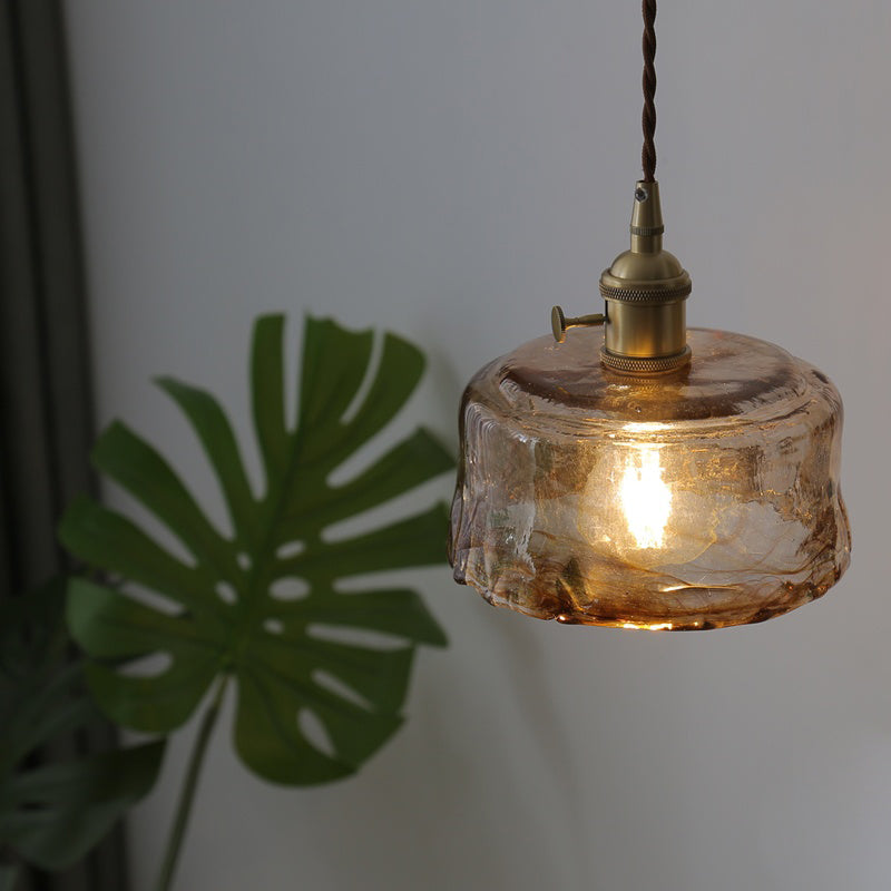 Stile industriale Amber Amber Light Glass 1 Lampada appesa alla luce per camera da letto