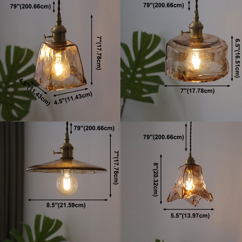 Stile industriale Amber Amber Light Glass 1 Lampada appesa alla luce per camera da letto