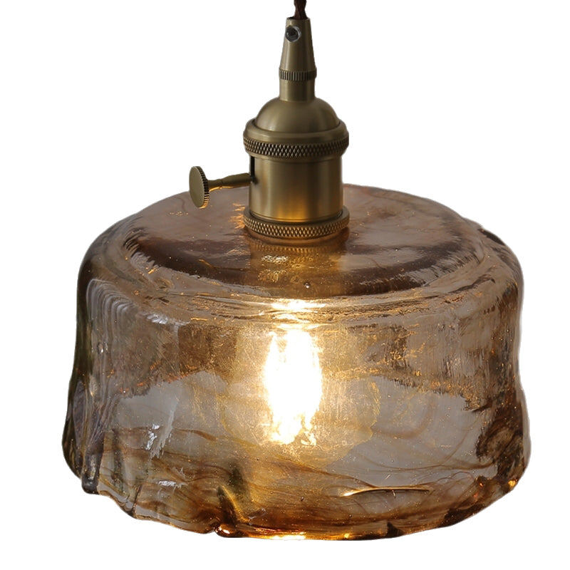 Stile industriale Amber Amber Light Glass 1 Lampada appesa alla luce per camera da letto