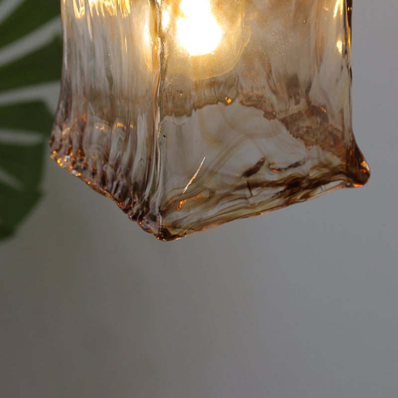 Stile industriale Amber Amber Light Glass 1 Lampada appesa alla luce per camera da letto