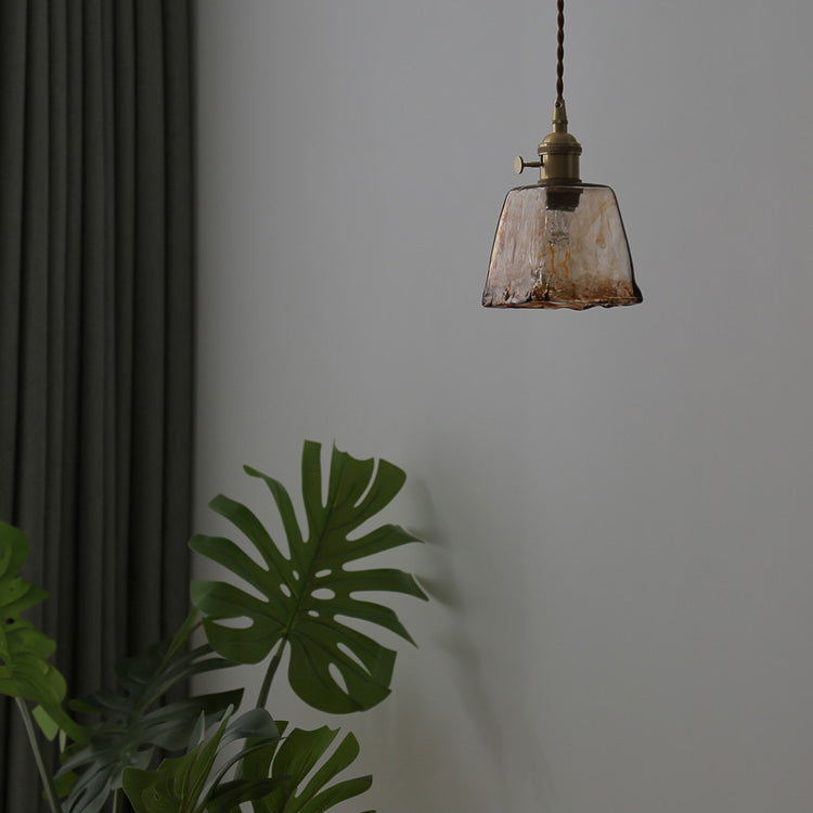 Stile industriale Amber Amber Light Glass 1 Lampada appesa alla luce per camera da letto