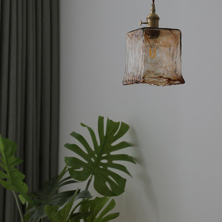 Stile industriale Amber Amber Light Glass 1 Lampada appesa alla luce per camera da letto
