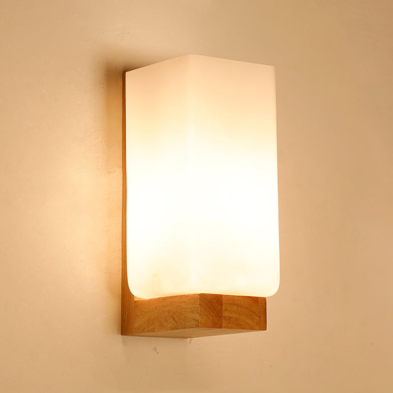 Luci di applique da parete di semplicità contemporanea con arte in legno per camera da letto