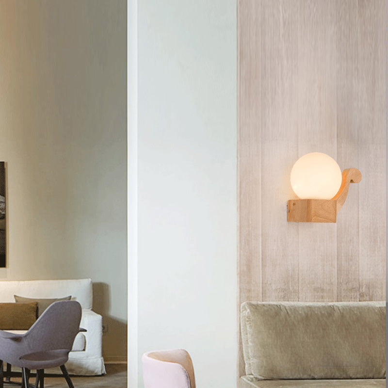 Luci di applique da parete di semplicità contemporanea con arte in legno per camera da letto