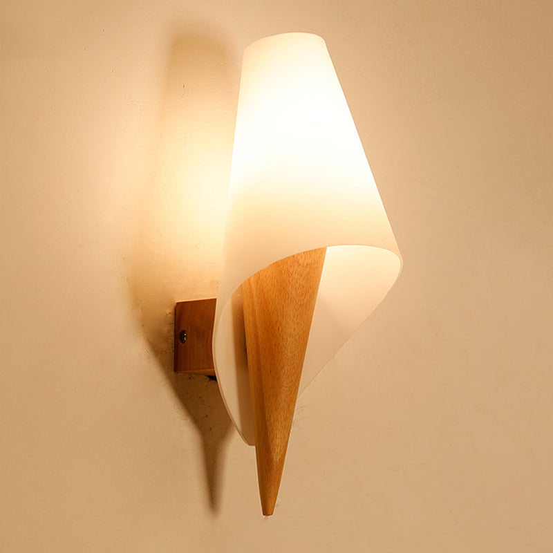 Luci di applique da parete di semplicità contemporanea con arte in legno per camera da letto