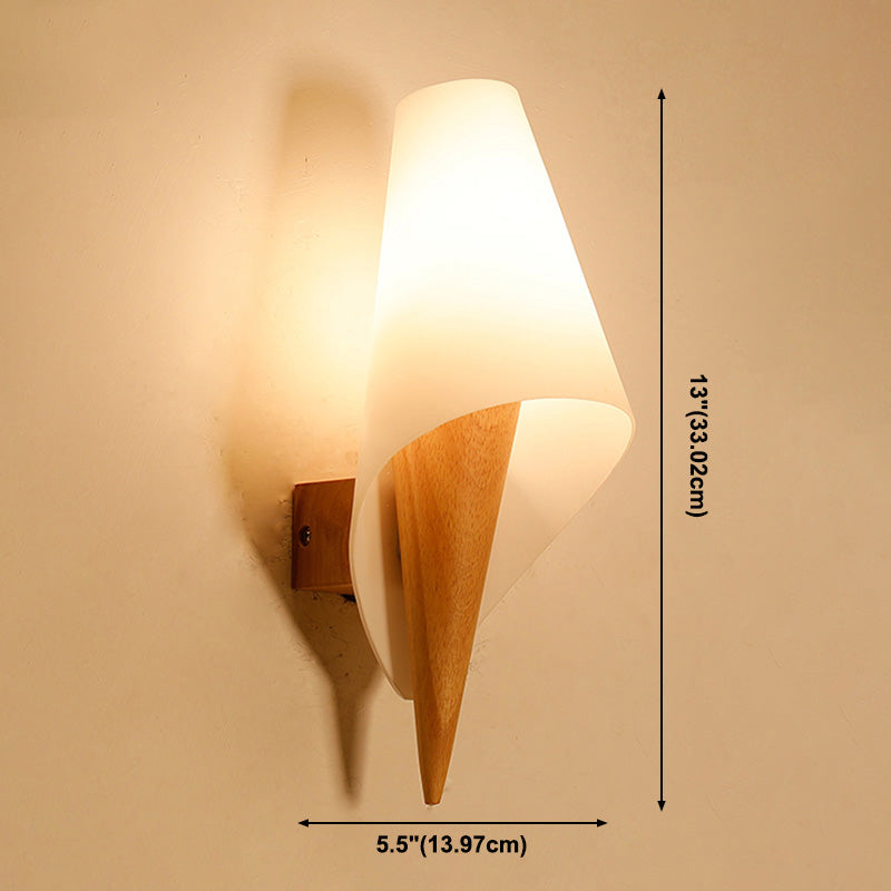 Luci di applique da parete di semplicità contemporanea con arte in legno per camera da letto