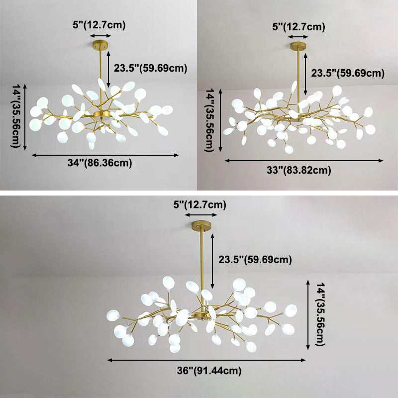 Modern Simple Fireflies Ceiling Chandelier Metal Suspension Light for Bedroom