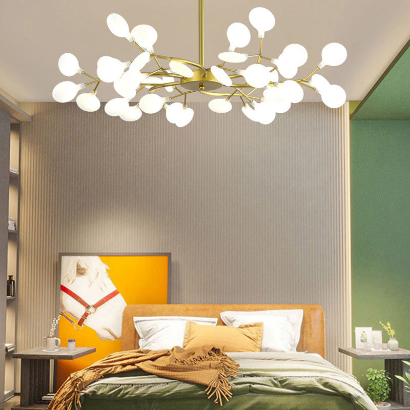 Modern Simple Fireflies Ceiling Chandelier Metal Suspension Light for Bedroom