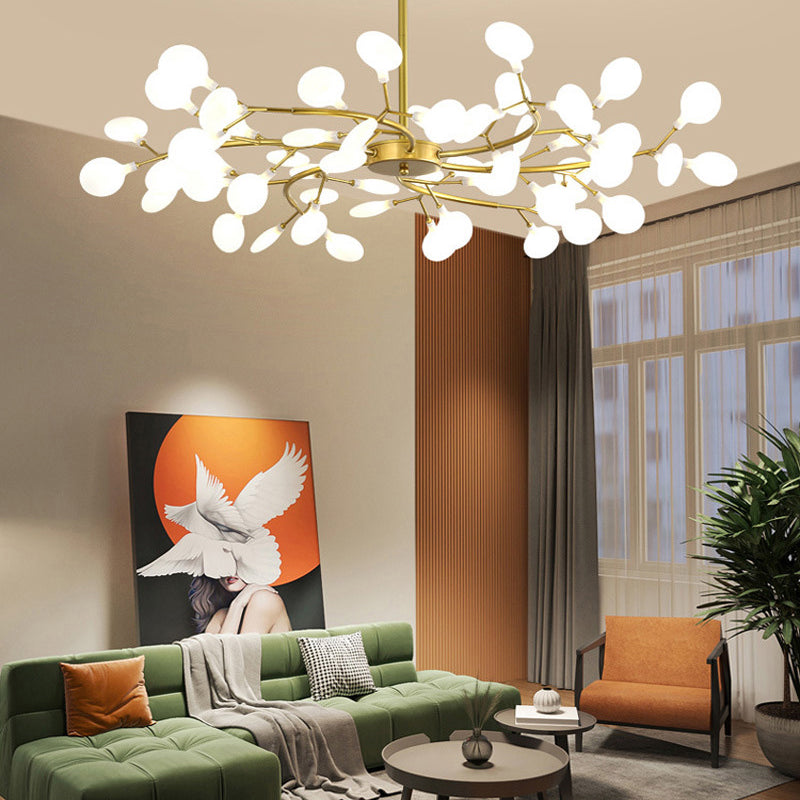 Modern Simple Fireflies Ceiling Chandelier Metal Suspension Light for Bedroom