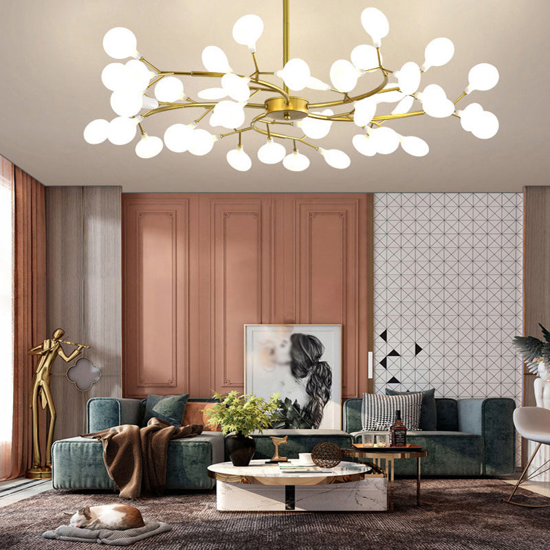 Modern Simple Fireflies Ceiling Chandelier Metal Suspension Light for Bedroom