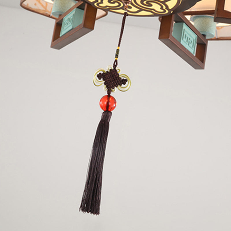 Plafonnier encastré en tissu de style chinois, 4/6/8 ampoules, pour salon