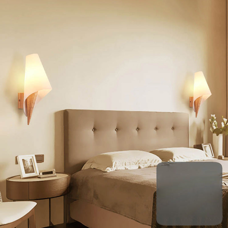 Creative Contemporary Simplicity Wall Sconce Lights con arte in legno per camera da letto