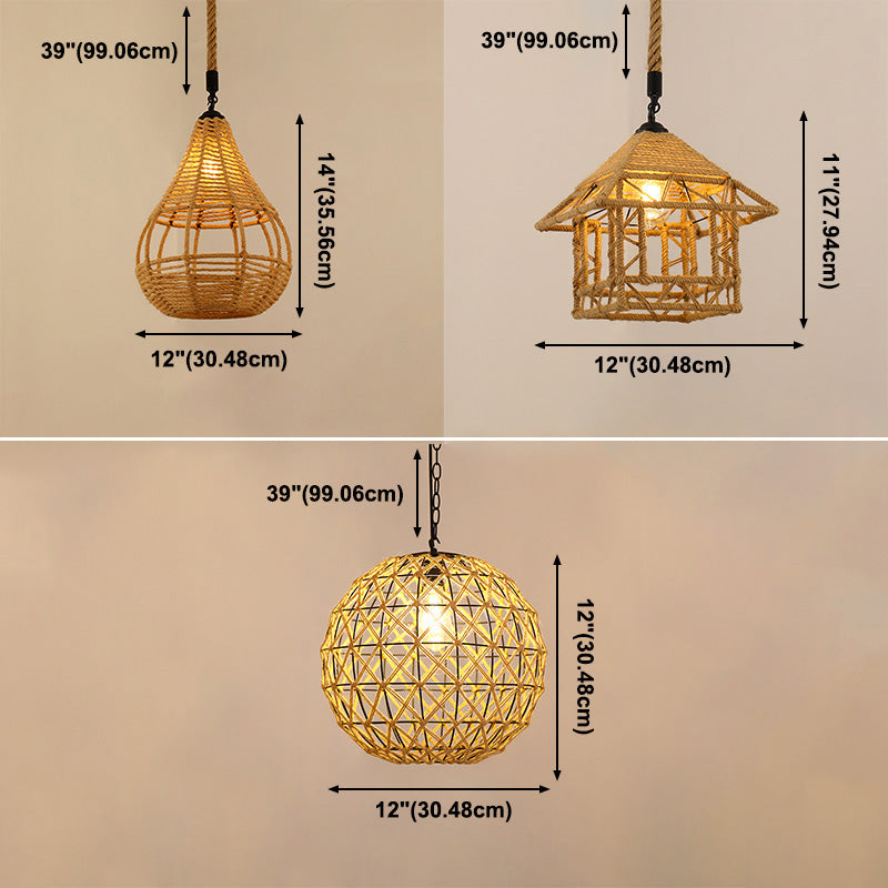 Industriële stijl gearceerde hanglamp plafond licht touw hangend plafondlicht in beige