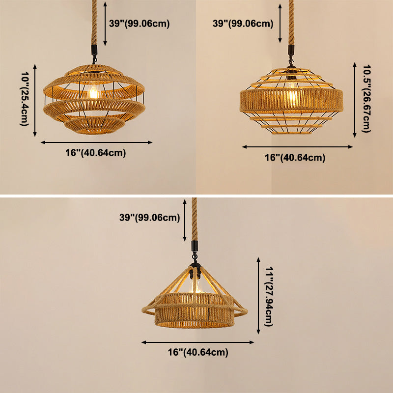 Industriële stijl gearceerde hanglamp plafond licht touw hangend plafondlicht in beige