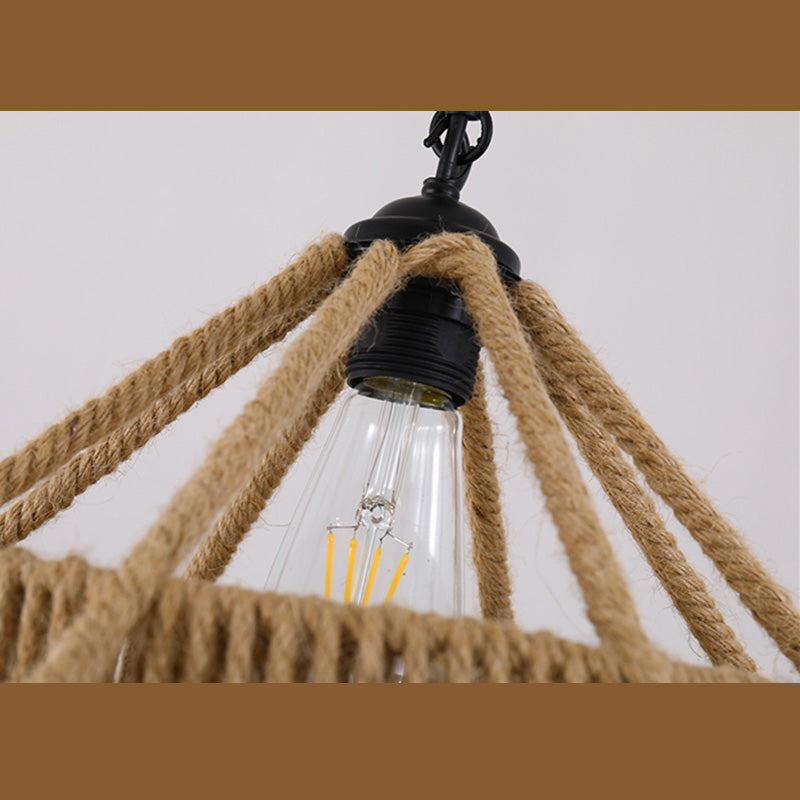 Industriële stijl gearceerde hanglamp plafond licht touw hangend plafondlicht in beige